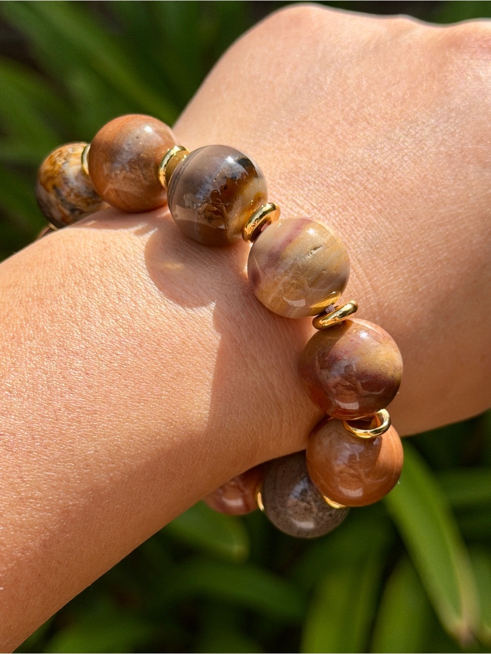 16mm Chunky Earth Tone Banded Jasper Bracelet 2629 - Picture 6 of 6